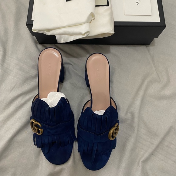Gucci Marmont sandal- Navy Suede - Picture 3 of 8